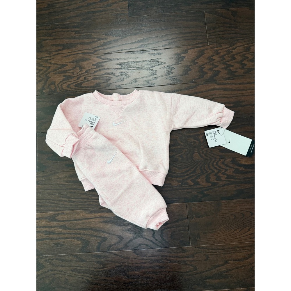 Nike Kids 2-Piece Fleece Sweatshirt Jogger Set Pink Foam Heather 9M 56M188-AAR